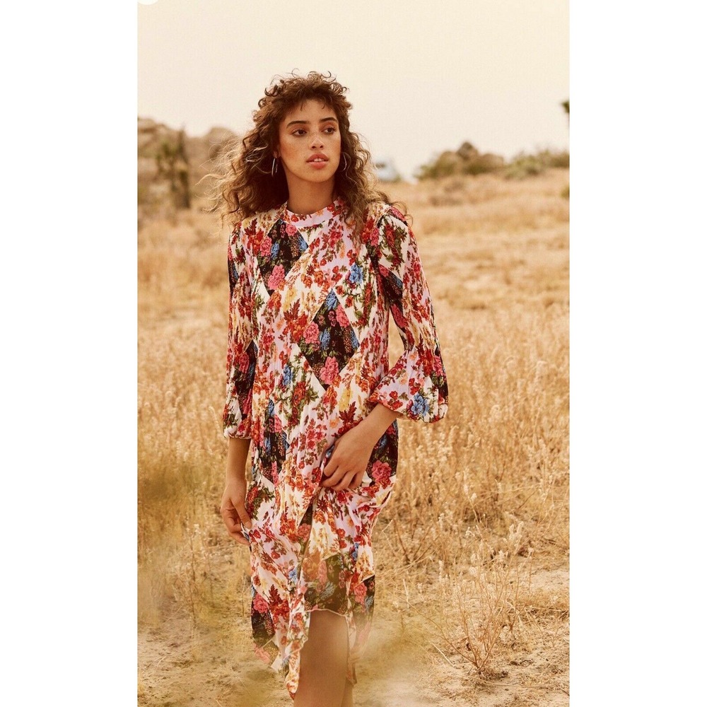 NWT Anthropologie Maeve Shara Pleated Midi Dress Floral Size XL